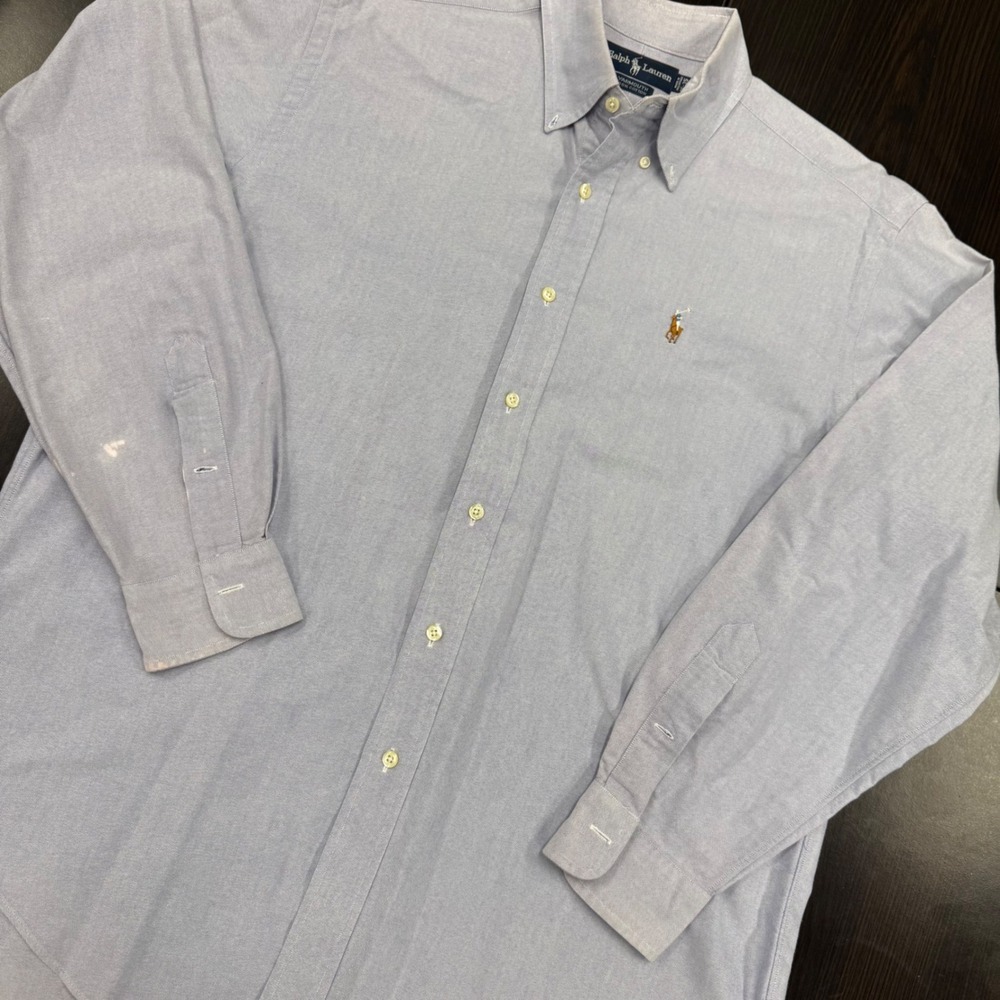 Ralph Lauren Yarmouth Shirt Mens‎ 16-35 Blue Good Cotton Oxford Button Down Pony